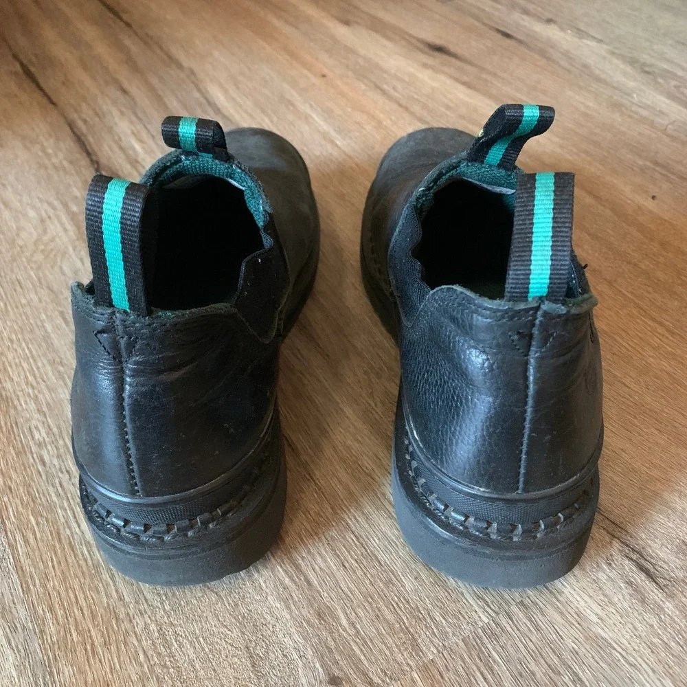 Georgia Boot Giant Romeo work boots, black leather, pull loops - 9.5W womens